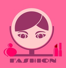 Portrait of elegant woman reflection in  mirror