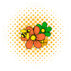 Flowers icon, comics style 