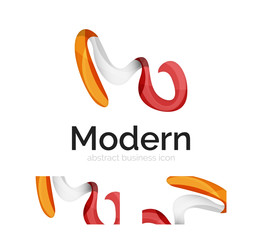 Vector abstract ribbon logo with business card identity design