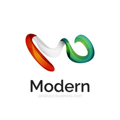 Wave ribbon logo, vector abstract shape