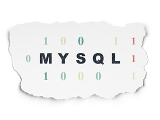 Software concept: MySQL on Torn Paper background