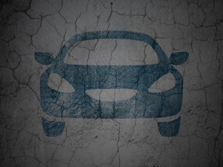 Travel concept: Car on grunge wall background