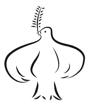 Einfache Friedenstaube mit Olivenzweig im Schnabel als Symbol der Hoffnung, Bibel, Glaube, Religion, halt geben, Zusammenhalt, Solidarit&auml;t in der Krise
