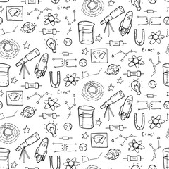 Seamless pattern with physic and astronomy elements © merion_merion