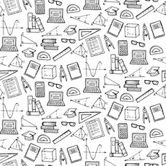 Seamless pattern with math and geometry elements
