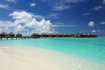 Beautiful beach with water bungalows