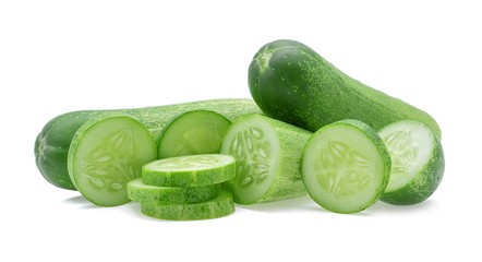 Fresh slice cucumber on white background