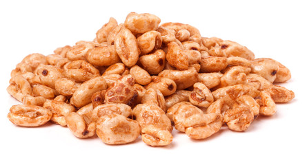 heap of  breakfast cereal on white background
