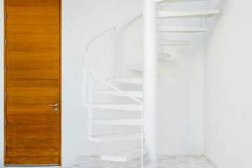white metal spiral staircase