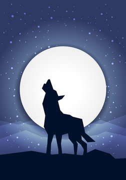 Wolf vor dem Mond Konzept