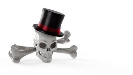 The skull in the hat on light background