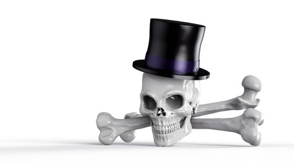 The skull in the hat on light background