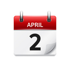 Fototapeta premium April 2. Vector flat daily calendar icon. Date and time, day, month. Holiday.