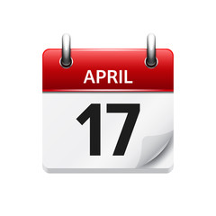 April 17. Vector flat daily calendar icon. Date and time, day, month. Holiday.