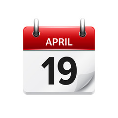 April 19. Vector flat daily calendar icon. Date and time, day, month. Holiday.