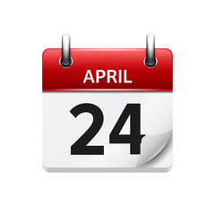 April 24. Vector flat daily calendar icon. Date and time, day, month. Holiday.