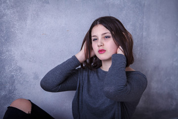 teen girl posing in studio