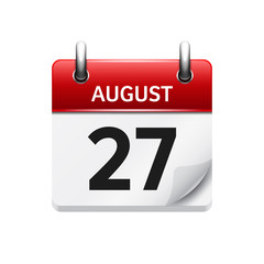 August 27. Vector flat daily calendar icon. Date and time, day, month. Holiday.