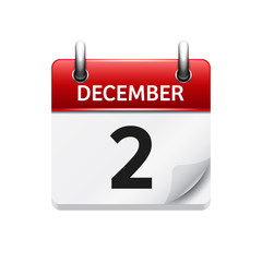 December 2. Vector flat daily calendar icon. Date and time, day, month. Holiday.