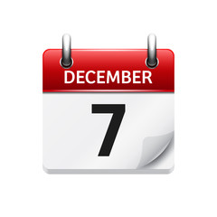 December  7. Vector flat daily calendar icon. Date and time, day, month. Holiday.