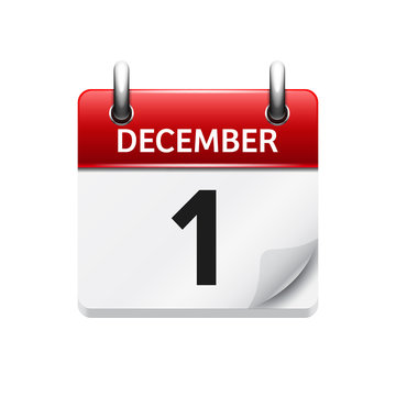 December 1 . Vector flat daily calendar icon. Date and time, day, month. Holiday.