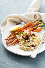 Warm quinoa salad with roasted carrots