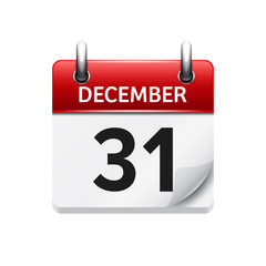 December  31. Vector flat daily calendar icon. Date and time, day, month. Holiday.
