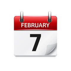 February 7. Vector flat daily calendar icon. Date and time, day, month. Holiday.