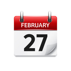 February 27. Vector flat daily calendar icon. Date and time, day, month. Holiday.