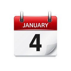 January 4. Vector flat daily calendar icon. Date and time, day, month. Holiday.