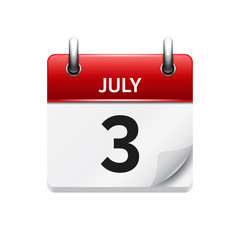 July 3 . Vector flat daily calendar icon. Date and time, day, month. Holiday.