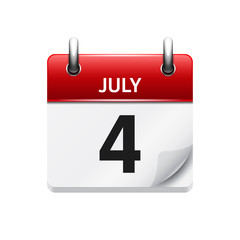 July  4. Vector flat daily calendar icon. Date and time, day, month. Holiday.
