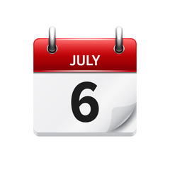 July  6. Vector flat daily calendar icon. Date and time, day, month. Holiday.