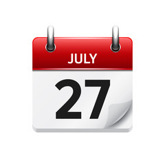 July 27 . Vector flat daily calendar icon. Date and time, day, month. Holiday.