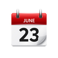 June  23. Vector flat daily calendar icon. Date and time, day, month. Holiday.