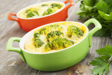 Broccoli baked with cheese and eggs