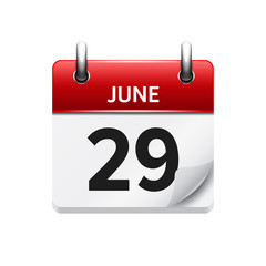June  29. Vector flat daily calendar icon. Date and time, day, month. Holiday.