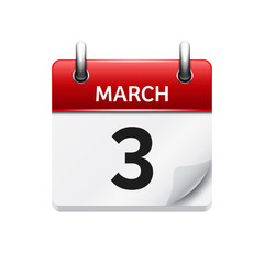 March 3. Vector flat daily calendar icon. Date and time, day, month. Holiday.