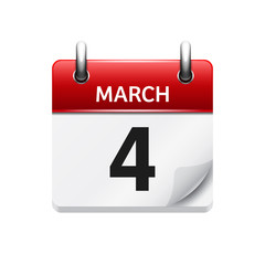 March 4. Vector flat daily calendar icon. Date and time, day, month. Holiday.