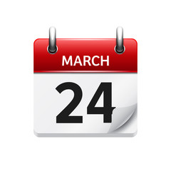 March 24. Vector flat daily calendar icon. Date and time, day, month. Holiday.
