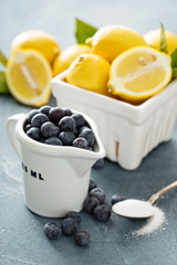 Cooking with lemons and blueberry
