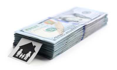 Pack of American dollars, isolated on white. Saving concept