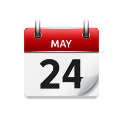 May  24. Vector flat daily calendar icon. Date and time, day, month. Holiday.