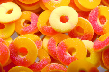 Colourful fruit jelly, close up