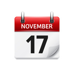 November 17 . Vector flat daily calendar icon. Date and time, day, month. Holiday.