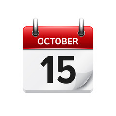 October 15 . Vector flat daily calendar icon. Date and time, day, month. Holiday.