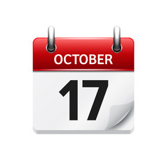 October 17 . Vector flat daily calendar icon. Date and time, day, month. Holiday.