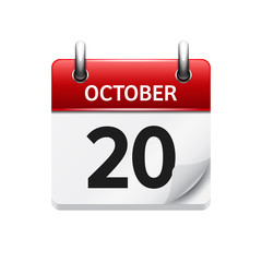 October 20 . Vector flat daily calendar icon. Date and time, day, month. Holiday.