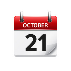 October 21 . Vector flat daily calendar icon. Date and time, day, month. Holiday.