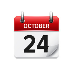 October 24 . Vector flat daily calendar icon. Date and time, day, month. Holiday.